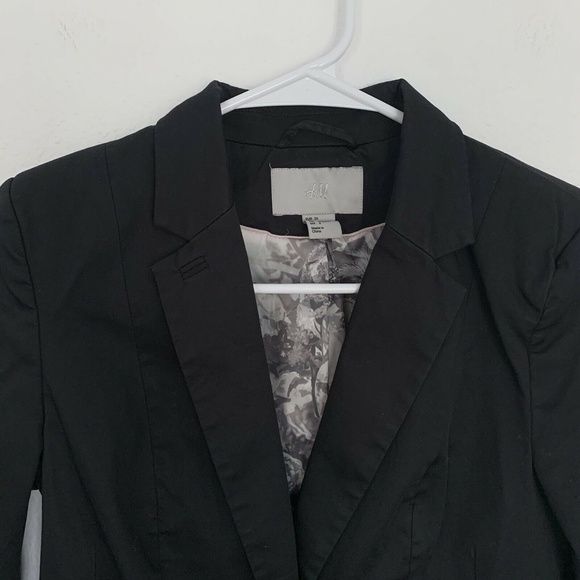 H&M Blazer Womens Size 6 Black Single Button Business Suit Jacket Lined - Picture 2 of 6
